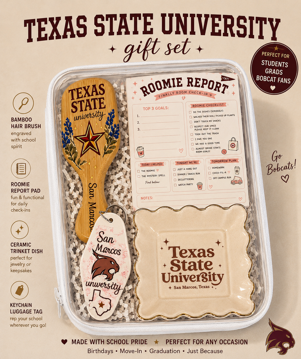 Texas State University Gift Set | Bobcat Babe College Care Package | Dorm Essentials Gift Box | Freshman Move-In Gift
