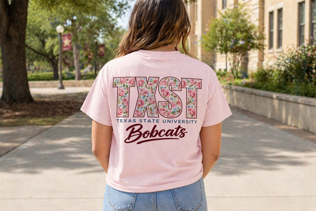 TXST Bobcats floral tee