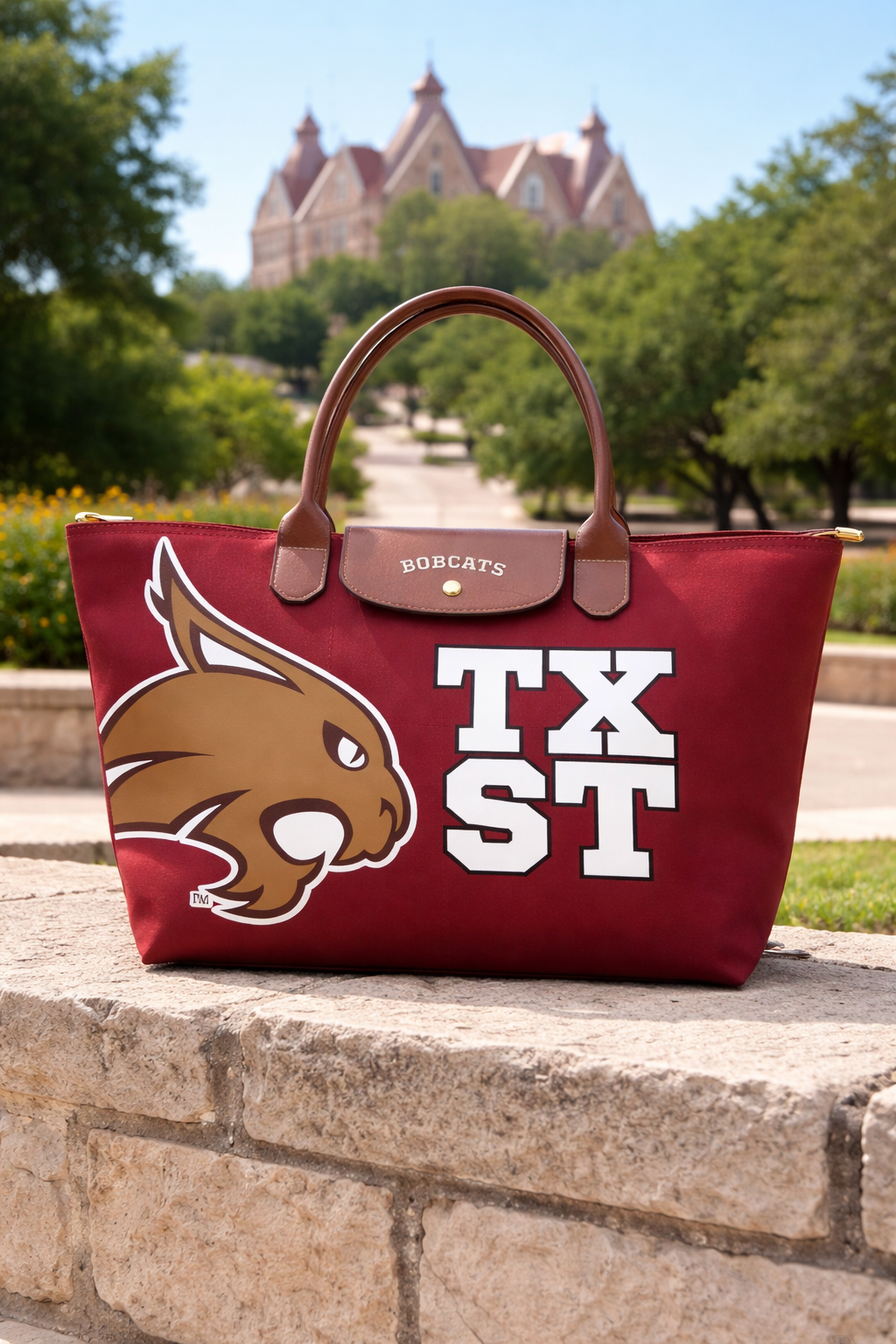 Texas State Bobcats Game Day Tote Bag | TXST Maroon College Spirit Purse | Bobcat Fan Tailgate Carryall
