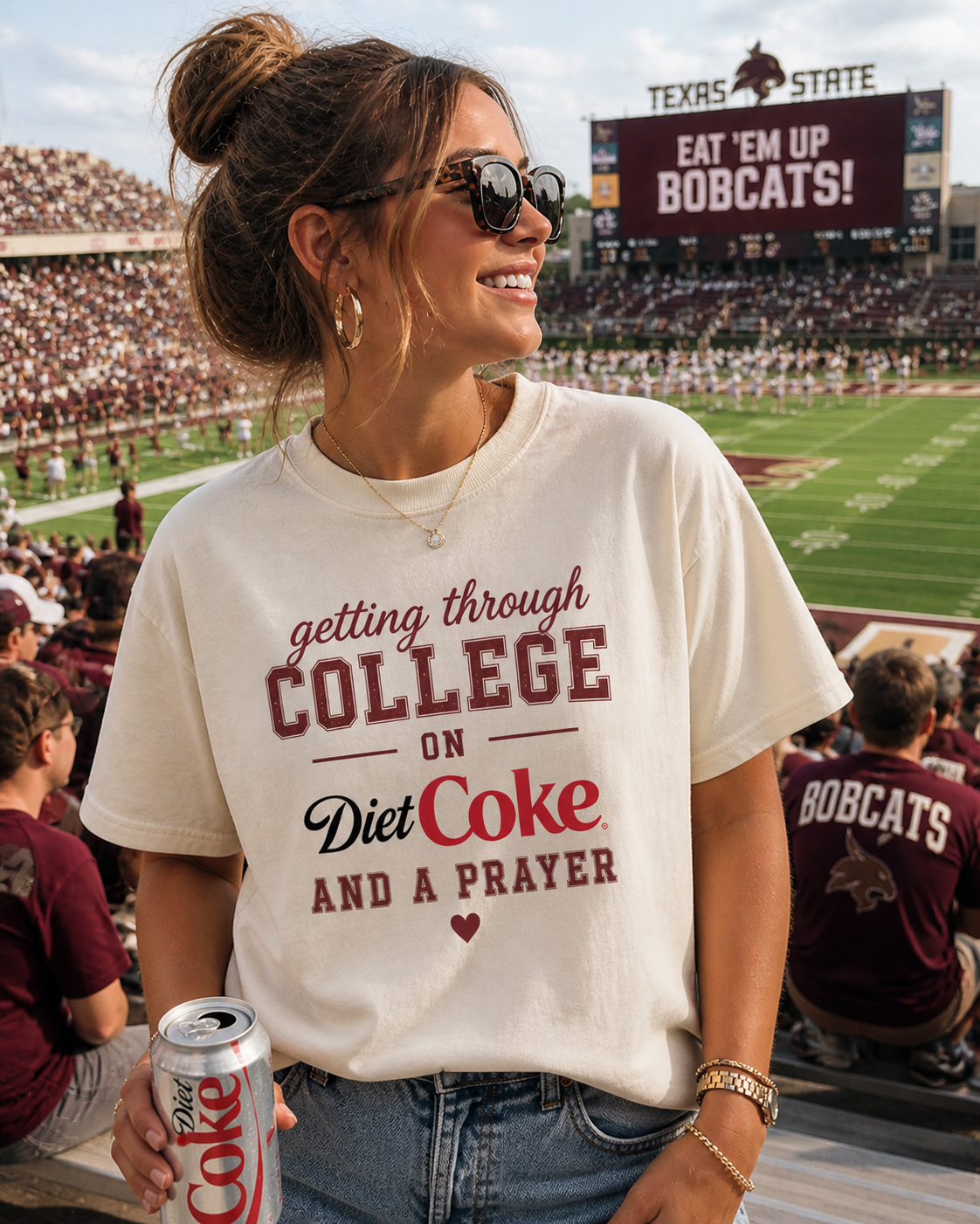 TXST Diet Coke and a prayer tee