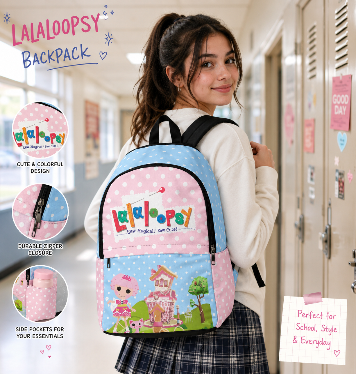 🎀 Lalaloopsy Inspired Backpack – Cute & Colorful School Bag 🎀